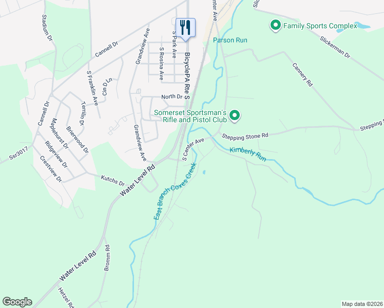 map of restaurants, bars, coffee shops, grocery stores, and more near Center in Somerset