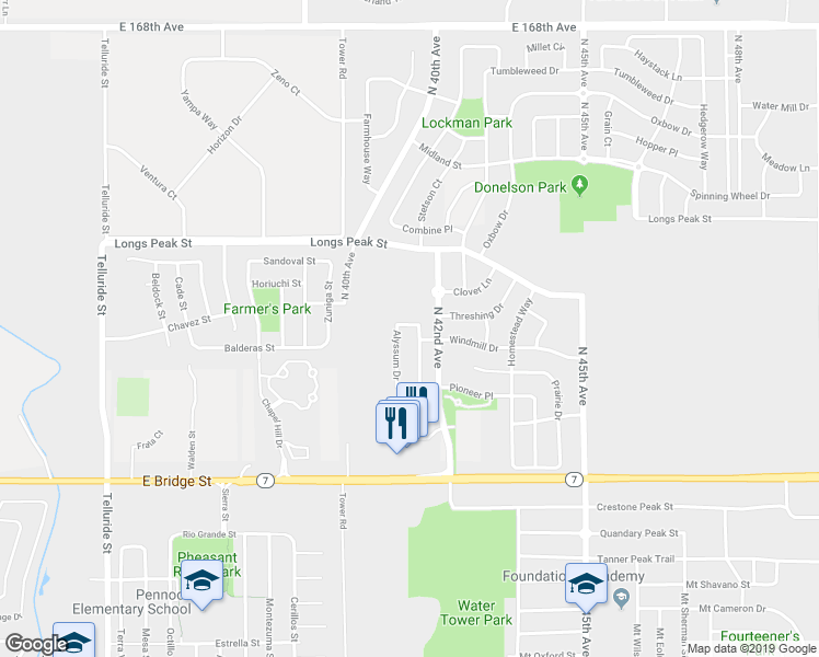 map of restaurants, bars, coffee shops, grocery stores, and more near 218 Alyssum Drive in Brighton