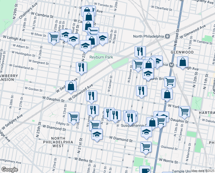 map of restaurants, bars, coffee shops, grocery stores, and more near in Philadelphia