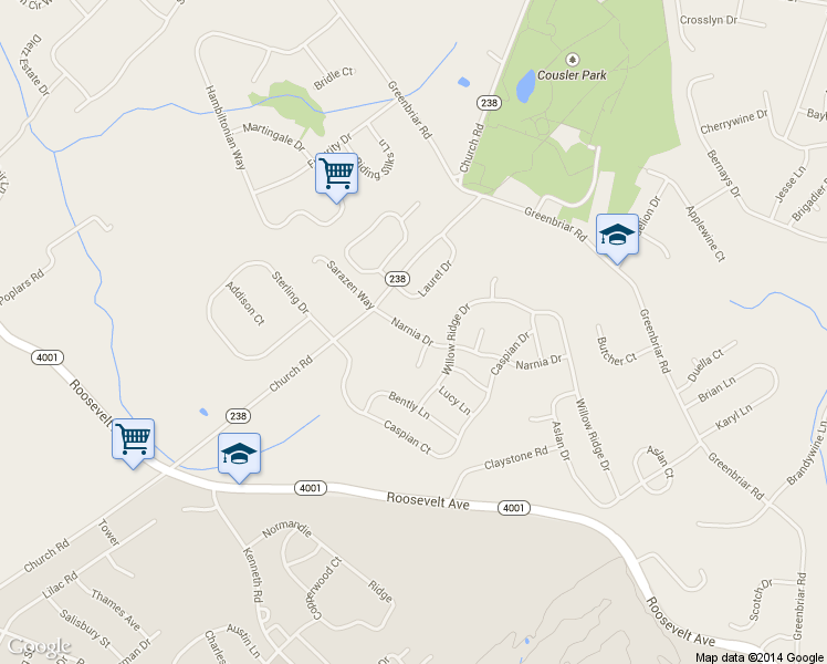 map of restaurants, bars, coffee shops, grocery stores, and more near 2178 Narnia Drive in York