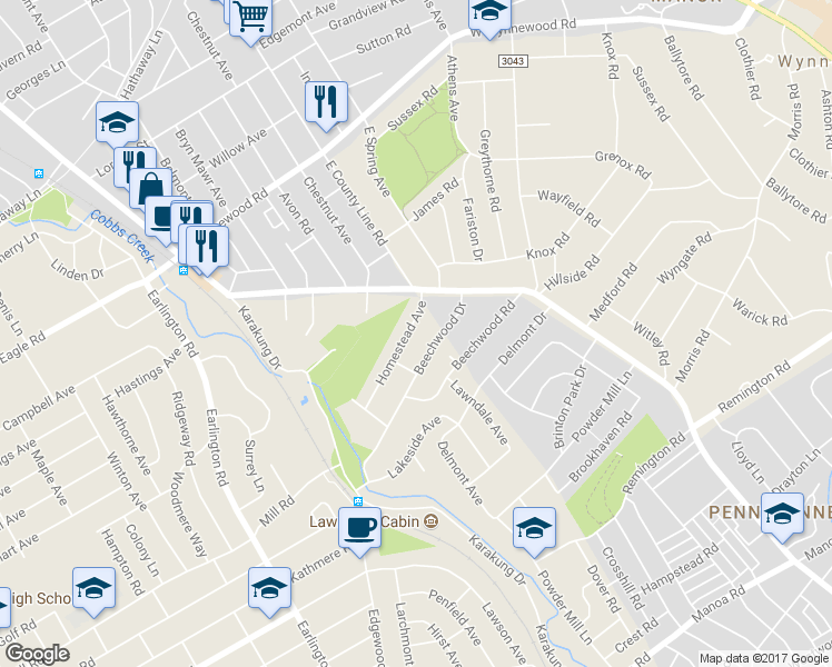 map of restaurants, bars, coffee shops, grocery stores, and more near 827 Homestead Avenue in Havertown