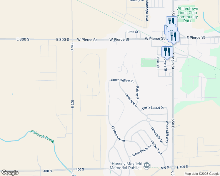 map of restaurants, bars, coffee shops, grocery stores, and more near 3359 Firethorn Drive in Whitestown