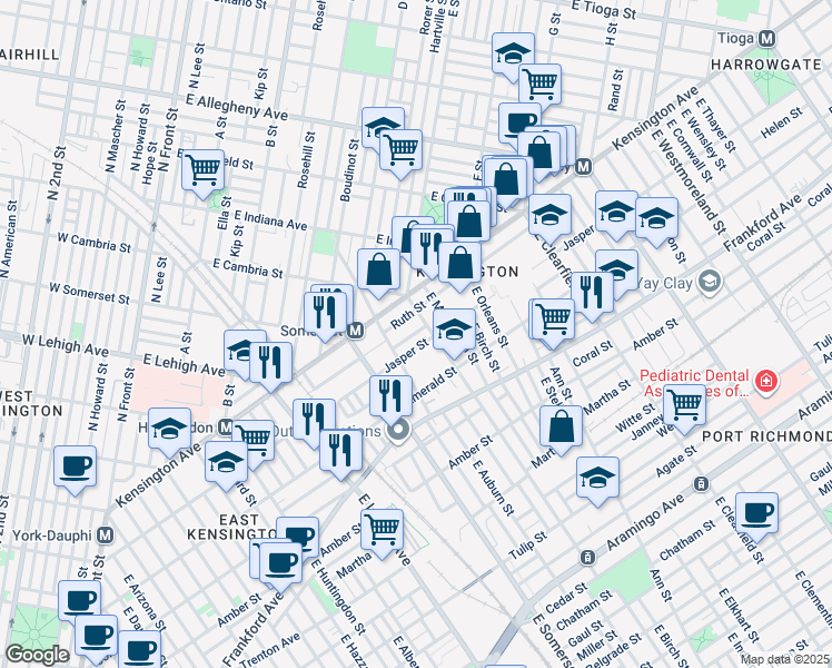 map of restaurants, bars, coffee shops, grocery stores, and more near 2867 Stouton Street in Philadelphia