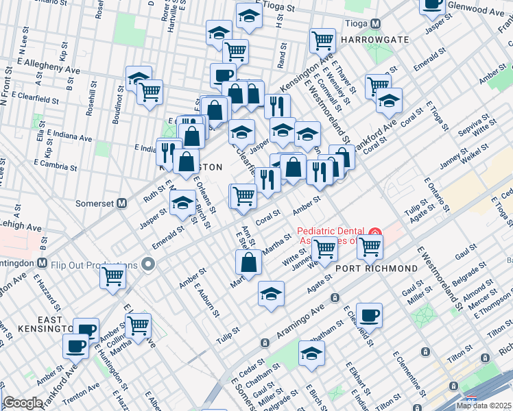 map of restaurants, bars, coffee shops, grocery stores, and more near 3060 Frankford Avenue in Philadelphia