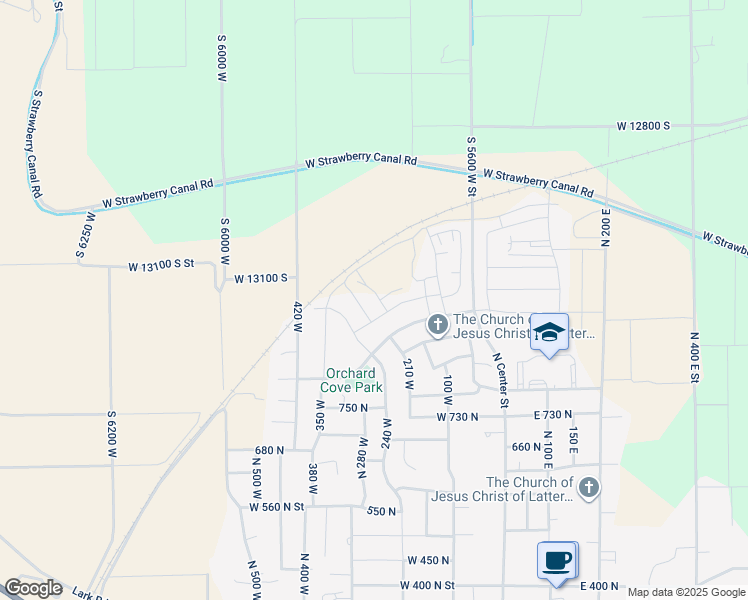 map of restaurants, bars, coffee shops, grocery stores, and more near North 215 West in Santaquin