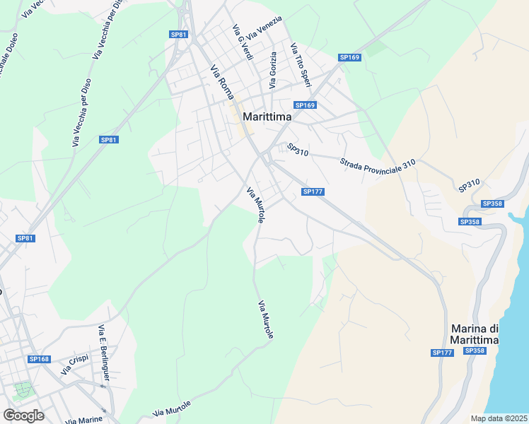 map of restaurants, bars, coffee shops, grocery stores, and more near 45 Via Aranisi in Marittima
