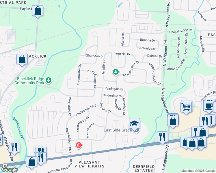 map of restaurants, bars, coffee shops, grocery stores, and more near 7634 Rippingale Street in Blacklick