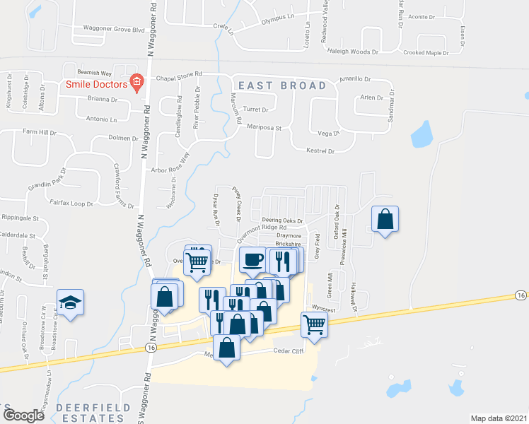 map of restaurants, bars, coffee shops, grocery stores, and more near 298 Silver Maple Drive in Blacklick