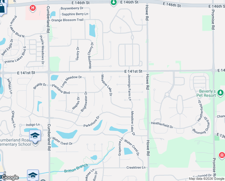 map of restaurants, bars, coffee shops, grocery stores, and more near 13966 Meadow Lake Drive in Fishers