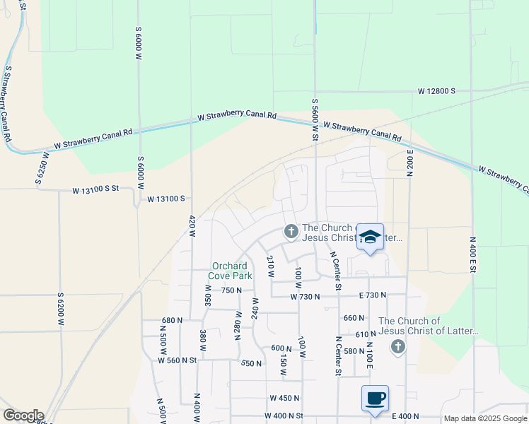 map of restaurants, bars, coffee shops, grocery stores, and more near 182 Braeburn Lane in Santaquin