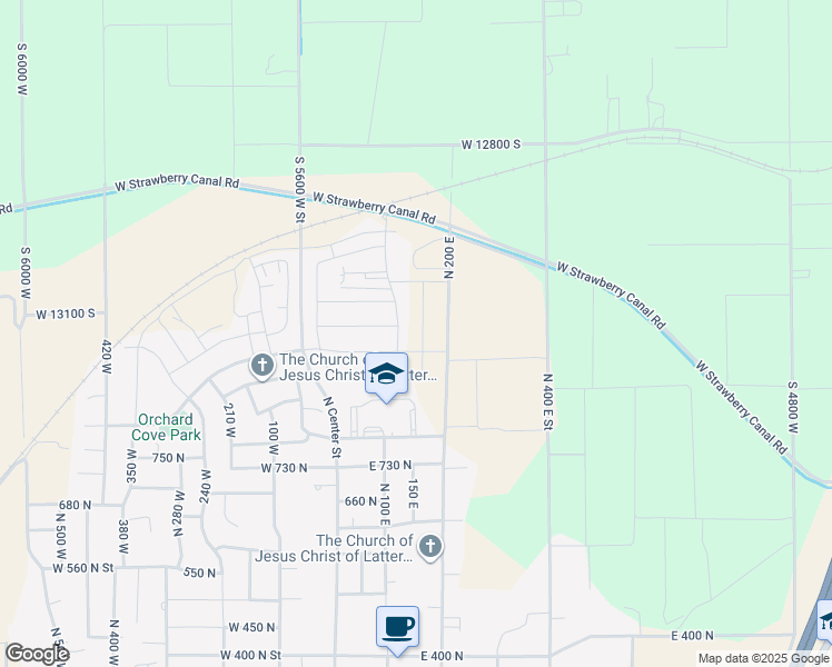 map of restaurants, bars, coffee shops, grocery stores, and more near 921 North 160 East in Santaquin