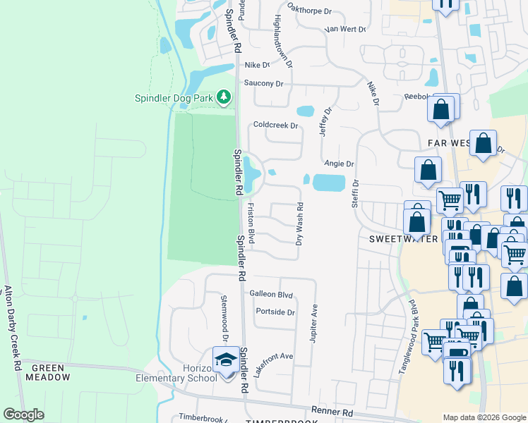 map of restaurants, bars, coffee shops, grocery stores, and more near 5842 Stonepath Drive in Hilliard
