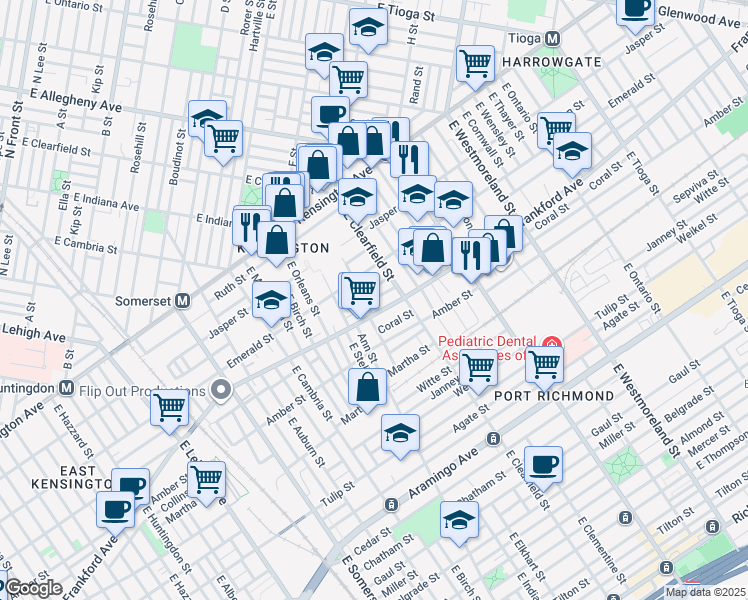 map of restaurants, bars, coffee shops, grocery stores, and more near 3060 Frankford Avenue in Philadelphia