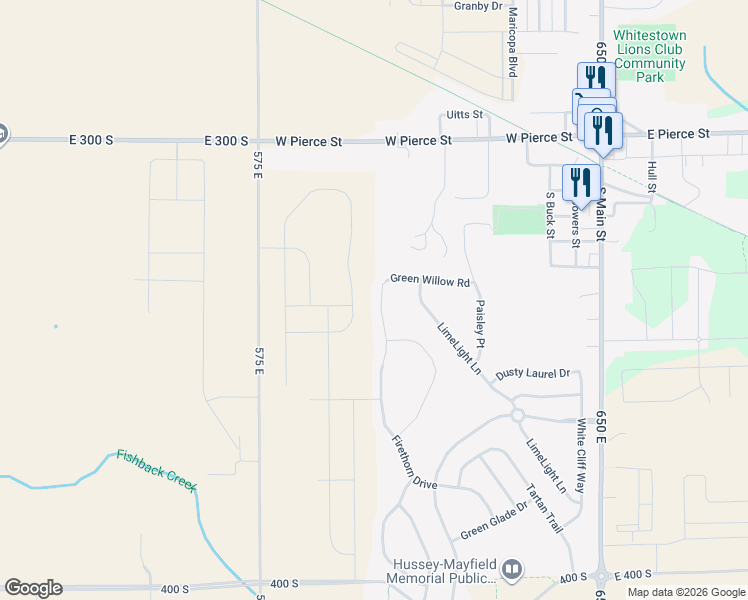 map of restaurants, bars, coffee shops, grocery stores, and more near 3359 Firethorn Drive in Whitestown
