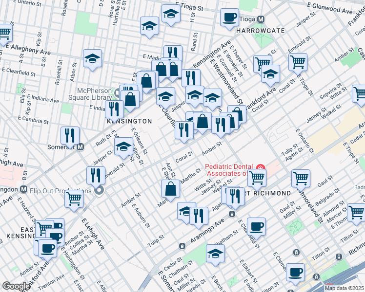 map of restaurants, bars, coffee shops, grocery stores, and more near 3060 Frankford Avenue in Philadelphia