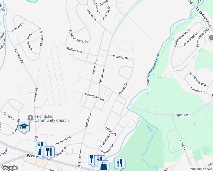 map of restaurants, bars, coffee shops, grocery stores, and more near 3075 Brookside Avenue in Dover