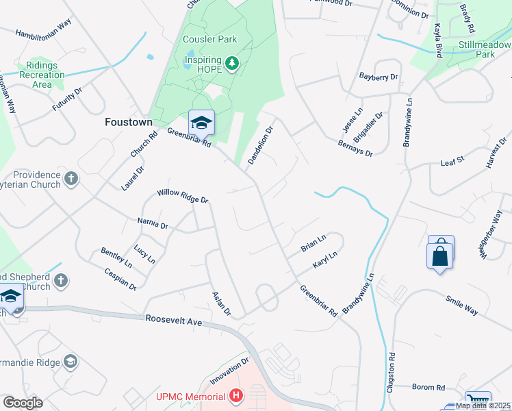 map of restaurants, bars, coffee shops, grocery stores, and more near 787 Greenbriar Road in York