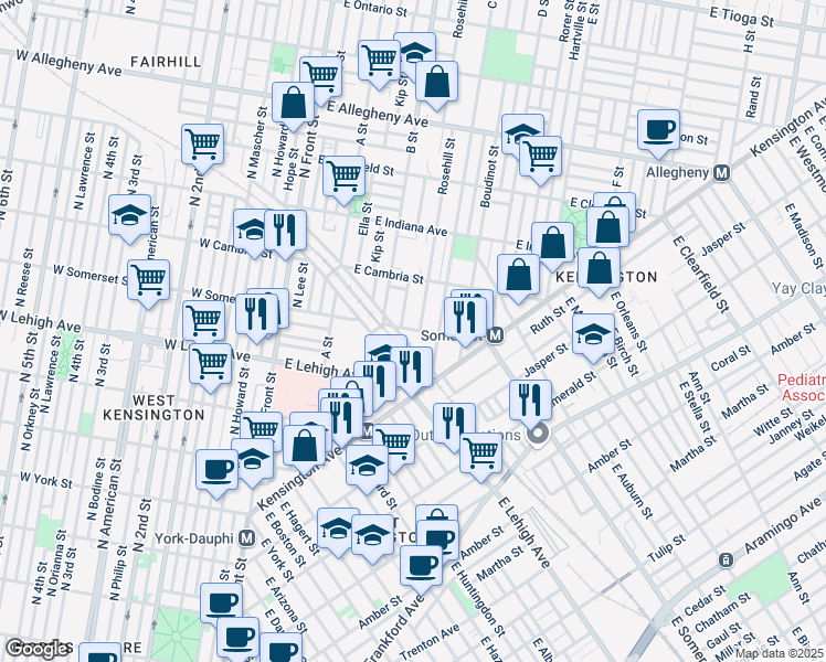 map of restaurants, bars, coffee shops, grocery stores, and more near 323 East Tusculum Street in Philadelphia