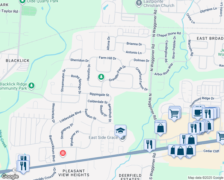 map of restaurants, bars, coffee shops, grocery stores, and more near 7716 Rippingale Street in Blacklick