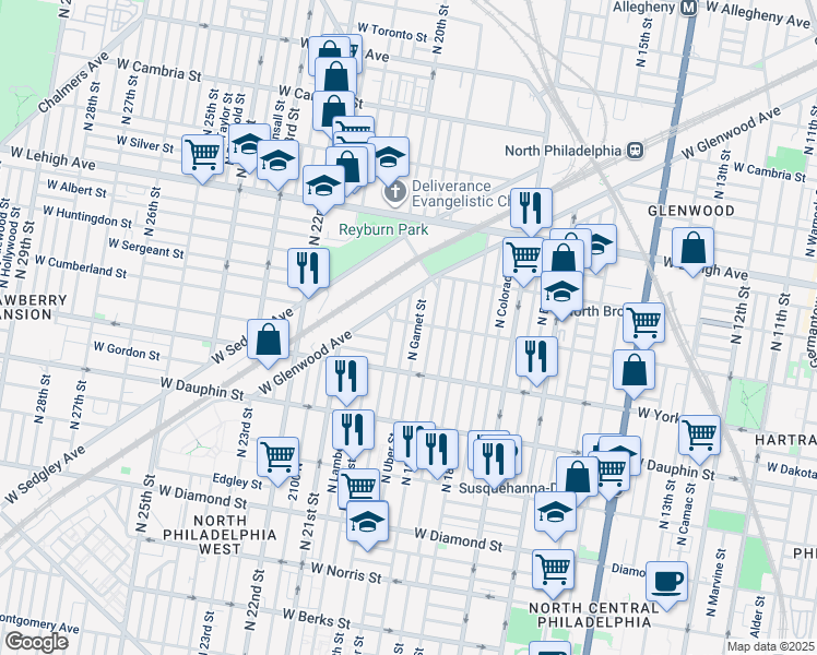 map of restaurants, bars, coffee shops, grocery stores, and more near 2465 North Opal Street in Philadelphia