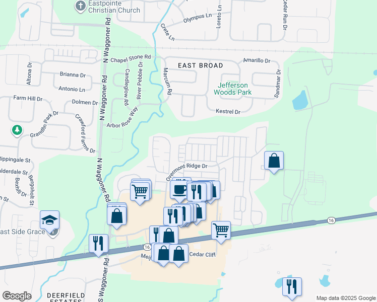 map of restaurants, bars, coffee shops, grocery stores, and more near 8179 Hawkswillow Drive in Blacklick