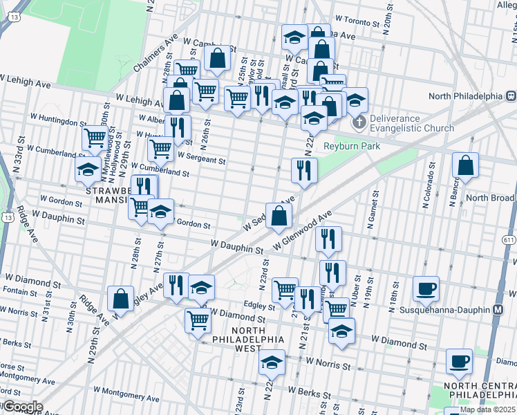 map of restaurants, bars, coffee shops, grocery stores, and more near 2326 West Hagert Street in Philadelphia