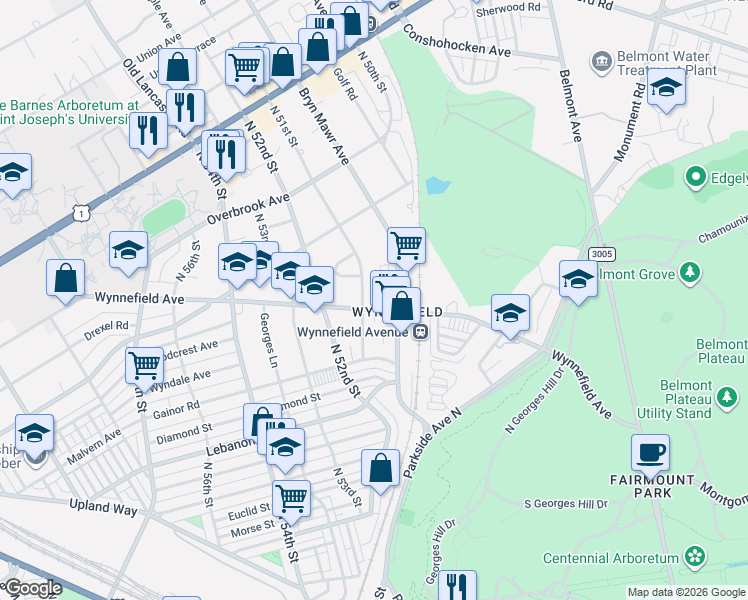 map of restaurants, bars, coffee shops, grocery stores, and more near in Philadelphia