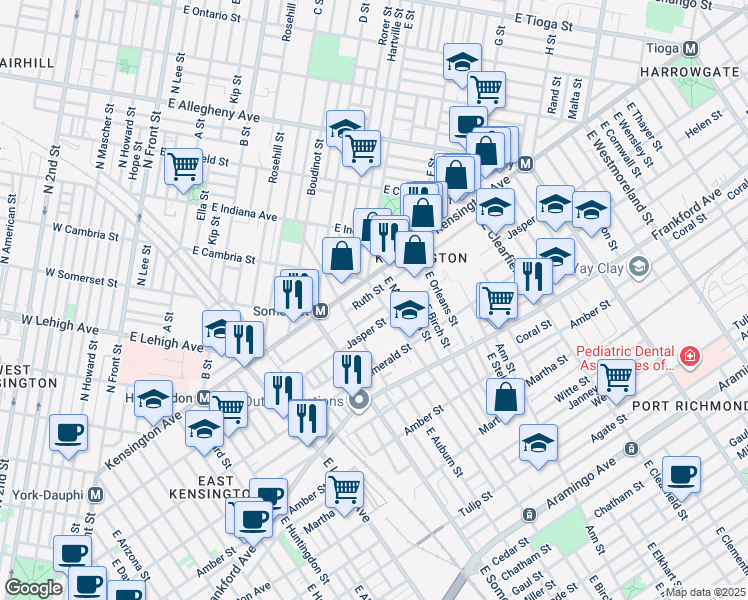 map of restaurants, bars, coffee shops, grocery stores, and more near 2867 Stouton Street in Philadelphia