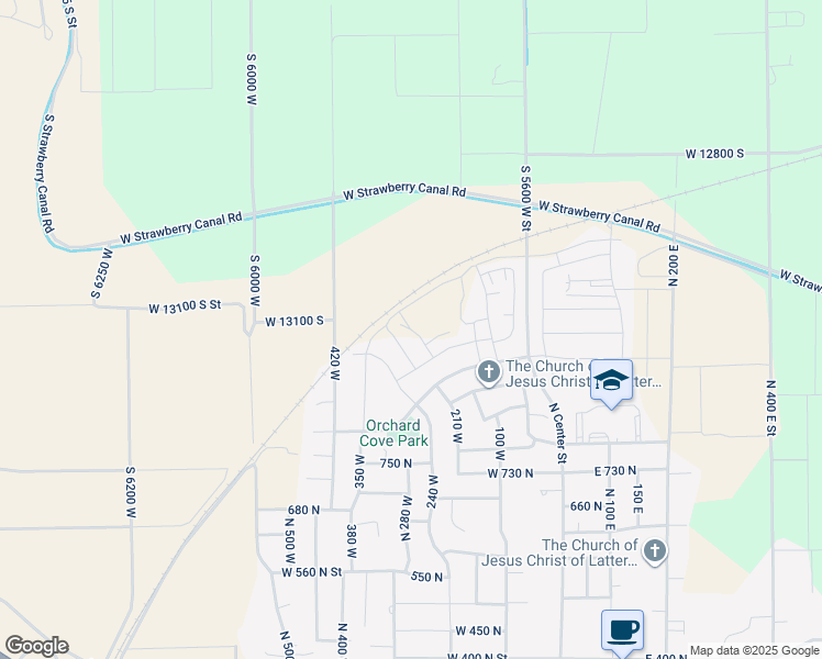 map of restaurants, bars, coffee shops, grocery stores, and more near North 215 West in Santaquin