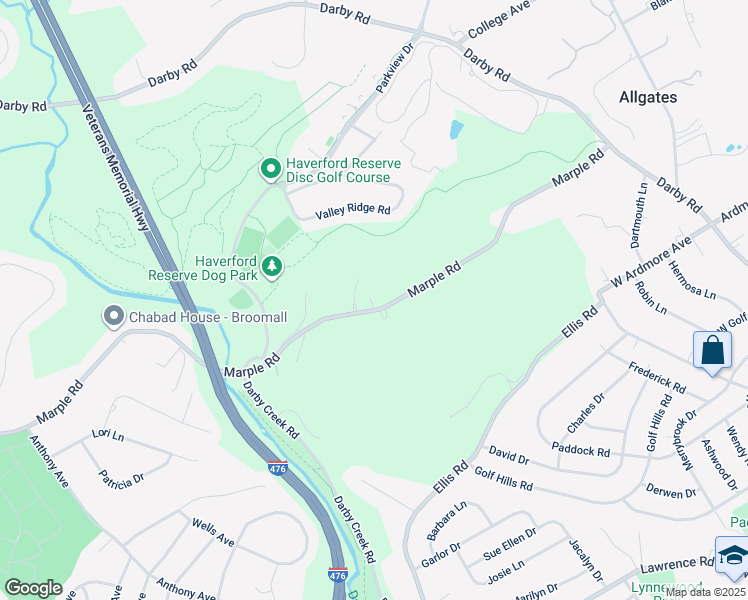 map of restaurants, bars, coffee shops, grocery stores, and more near 156 Marple Road in Haverford