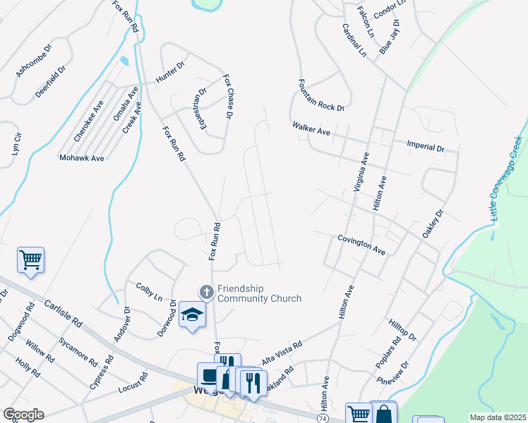 map of restaurants, bars, coffee shops, grocery stores, and more near 3465 Winter Drive in Dover