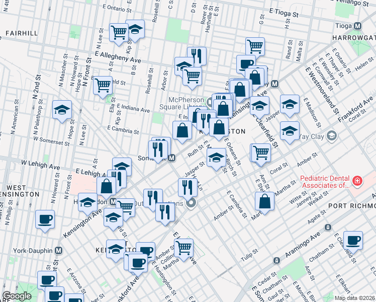 map of restaurants, bars, coffee shops, grocery stores, and more near in Philadelphia