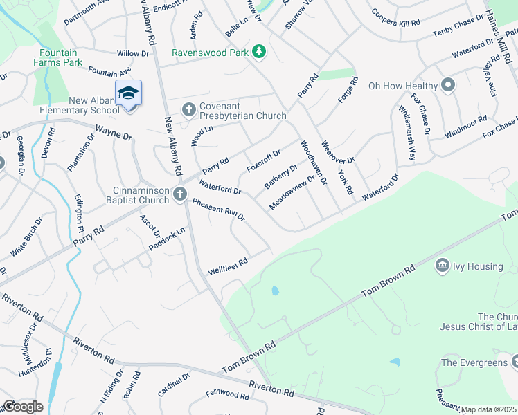 map of restaurants, bars, coffee shops, grocery stores, and more near 3101 Waterford Drive in Cinnaminson