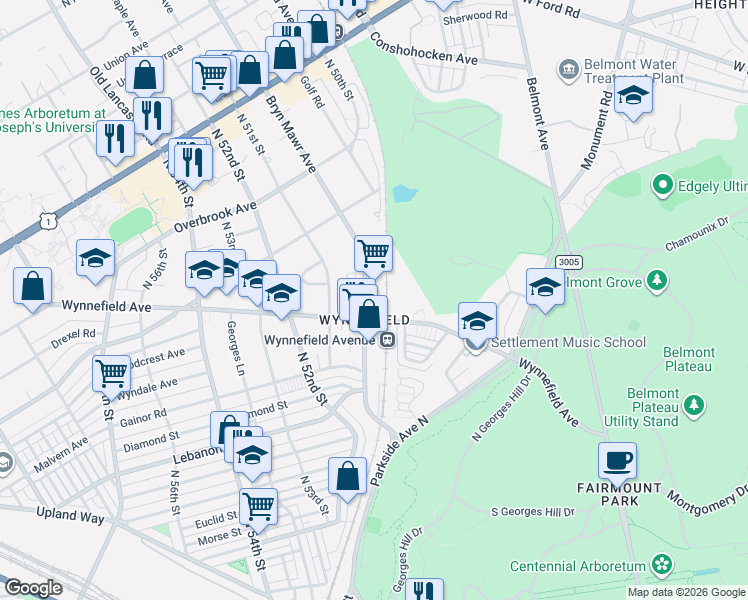 map of restaurants, bars, coffee shops, grocery stores, and more near in Philadelphia