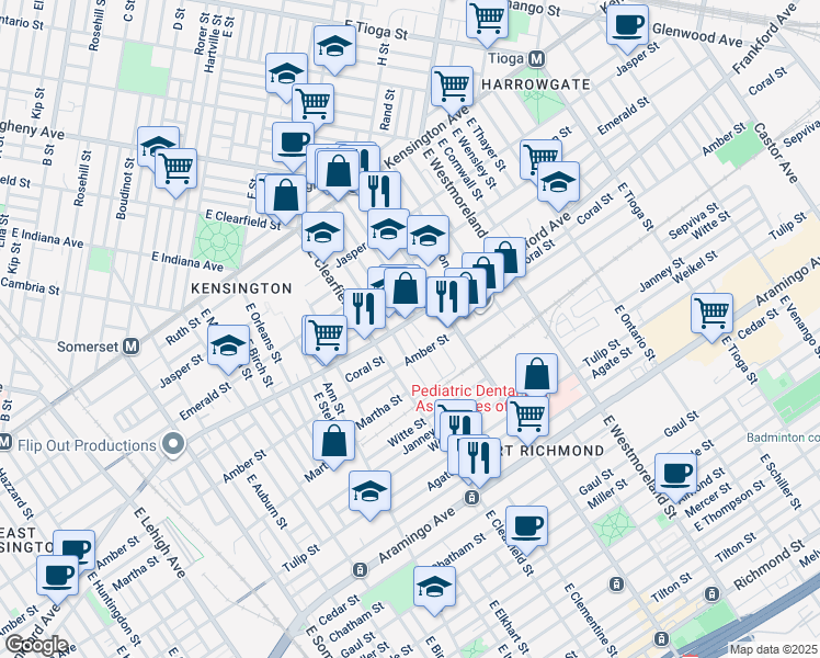 map of restaurants, bars, coffee shops, grocery stores, and more near 3137 Frankford Avenue in Philadelphia