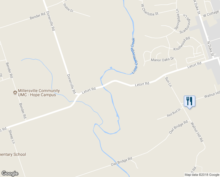 map of restaurants, bars, coffee shops, grocery stores, and more near 286 Letort Road in Millersville