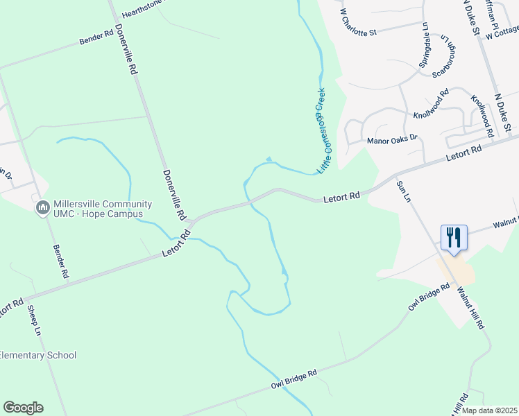 map of restaurants, bars, coffee shops, grocery stores, and more near 286 Letort Road in Millersville