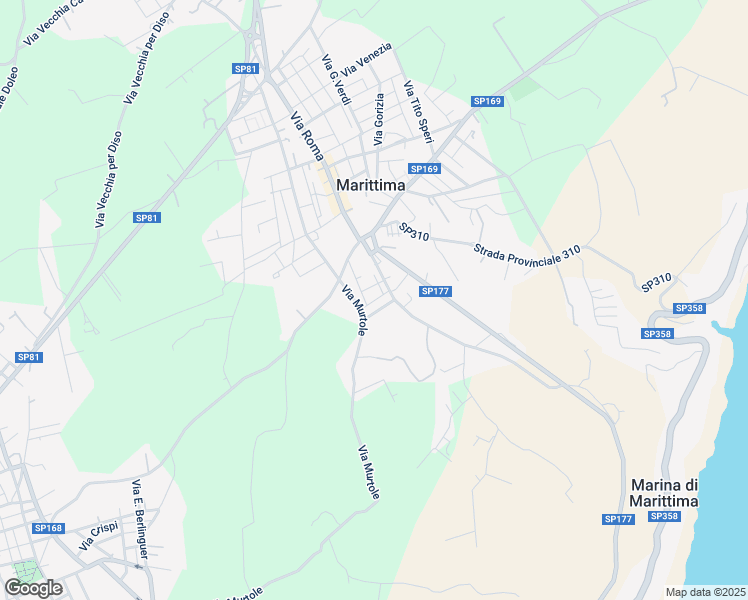 map of restaurants, bars, coffee shops, grocery stores, and more near 45 Via Aranisi in Marittima