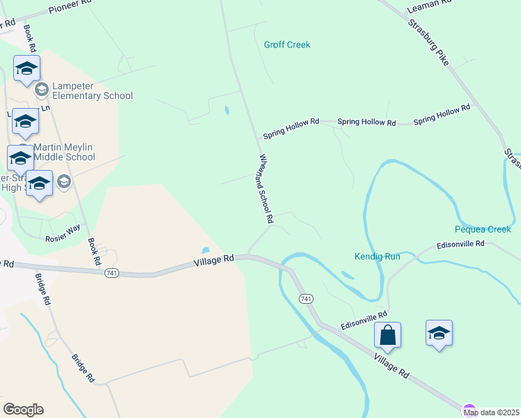 map of restaurants, bars, coffee shops, grocery stores, and more near 1712 Wheatland School Road in Lancaster
