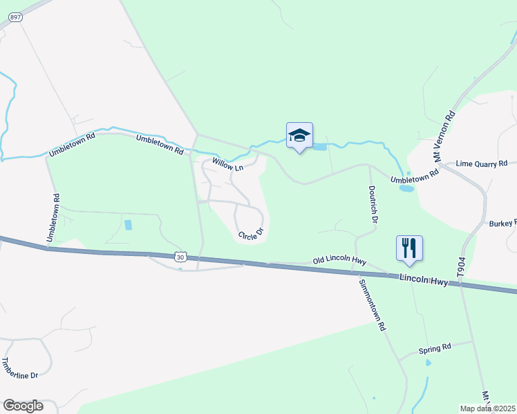 map of restaurants, bars, coffee shops, grocery stores, and more near 854 Circle Drive in Gap