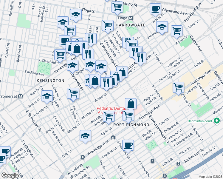 map of restaurants, bars, coffee shops, grocery stores, and more near 3215 Frankford Avenue in Philadelphia