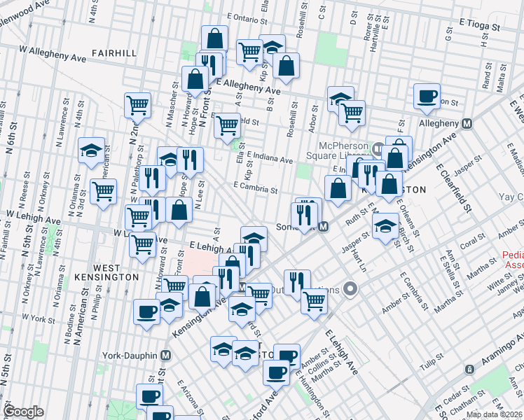 map of restaurants, bars, coffee shops, grocery stores, and more near in Philadelphia