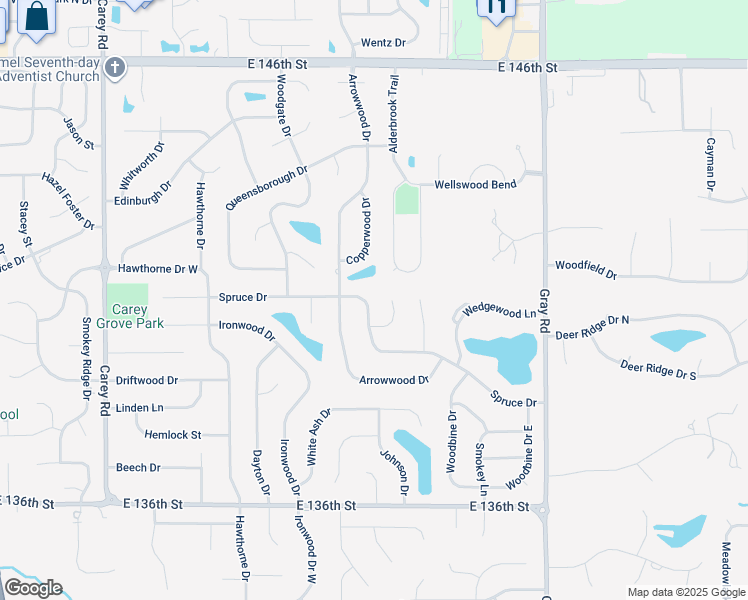 map of restaurants, bars, coffee shops, grocery stores, and more near 1788 Spruce Drive in Carmel