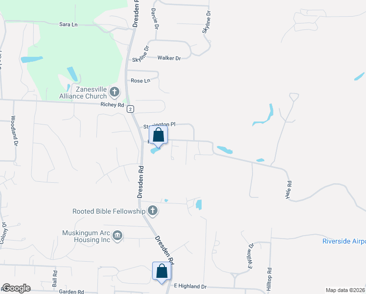 map of restaurants, bars, coffee shops, grocery stores, and more near 365 Hale Road in Zanesville
