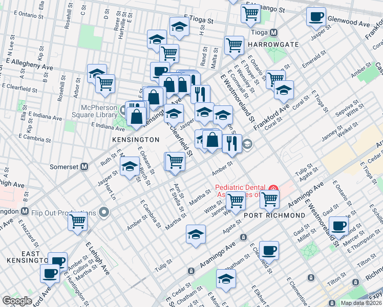 map of restaurants, bars, coffee shops, grocery stores, and more near in Philadelphia