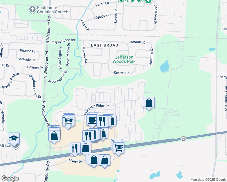 map of restaurants, bars, coffee shops, grocery stores, and more near 8298 Catalpa Ridge Drive in Blacklick