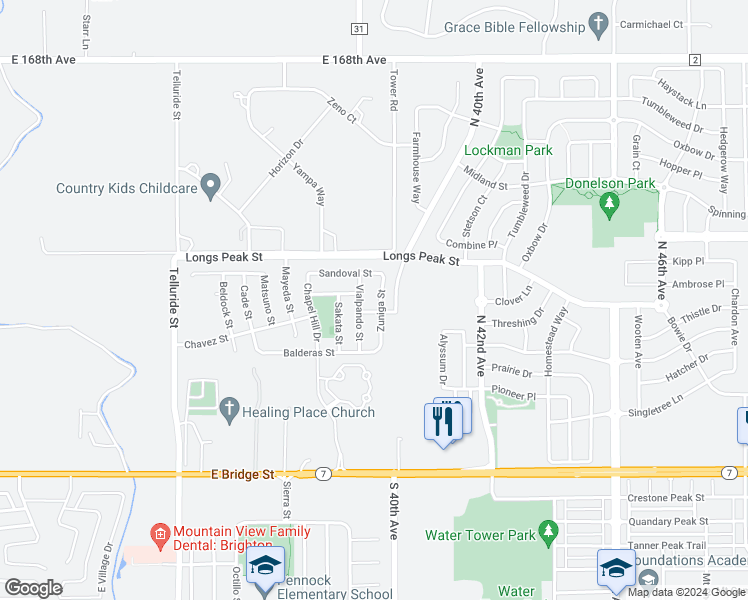 map of restaurants, bars, coffee shops, grocery stores, and more near 323 Zuniga Street in Brighton