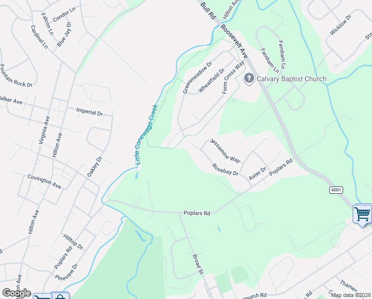 map of restaurants, bars, coffee shops, grocery stores, and more near 2716 Rosebay Drive in York