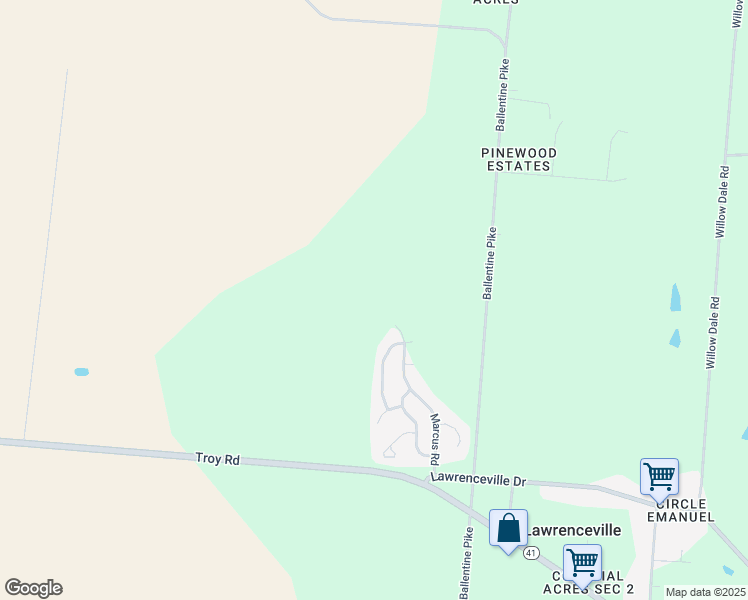 map of restaurants, bars, coffee shops, grocery stores, and more near Marcus Road in Springfield