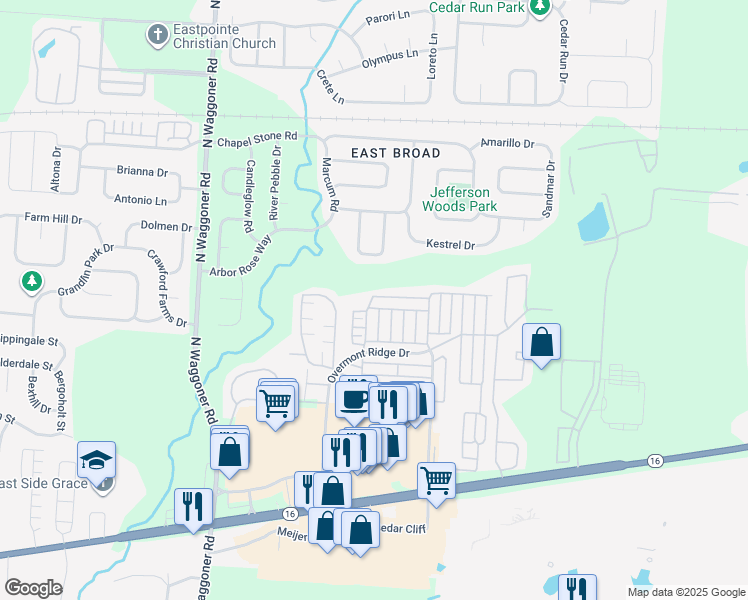 map of restaurants, bars, coffee shops, grocery stores, and more near 366 Silver Maple Drive in Blacklick